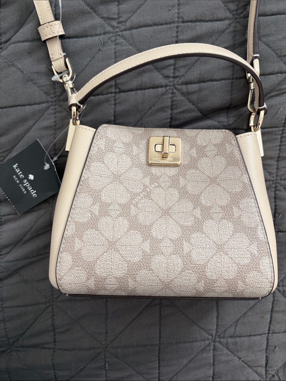 kate spade Neutral Heart Jacquard Pebbled Top-Handle Satchel